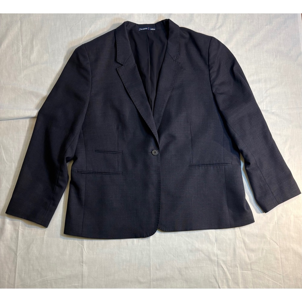 Stan Herman JetBlue‎ Womens 20R Navy Wool Blend Blazer Suit Jacket Career